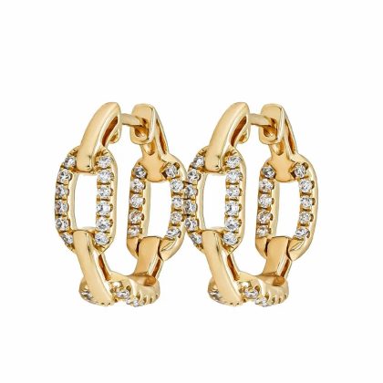 Earrings |   18Ct Yellow Gold Diamond Link Hoop Earrings Earrings Earrings