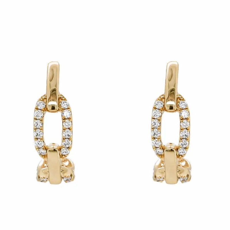 Earrings |   18Ct Yellow Gold Diamond Link Hoop Earrings Earrings Earrings