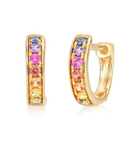 Earrings |   18Ct Yellow Gold Multi Coloured Sapphire Hoop Earrings Earrings Earrings