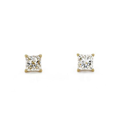 Earrings |   18Ct Yellow Gold Princess Cut Diamond Stud Earrings .45Cts Earrings Earrings