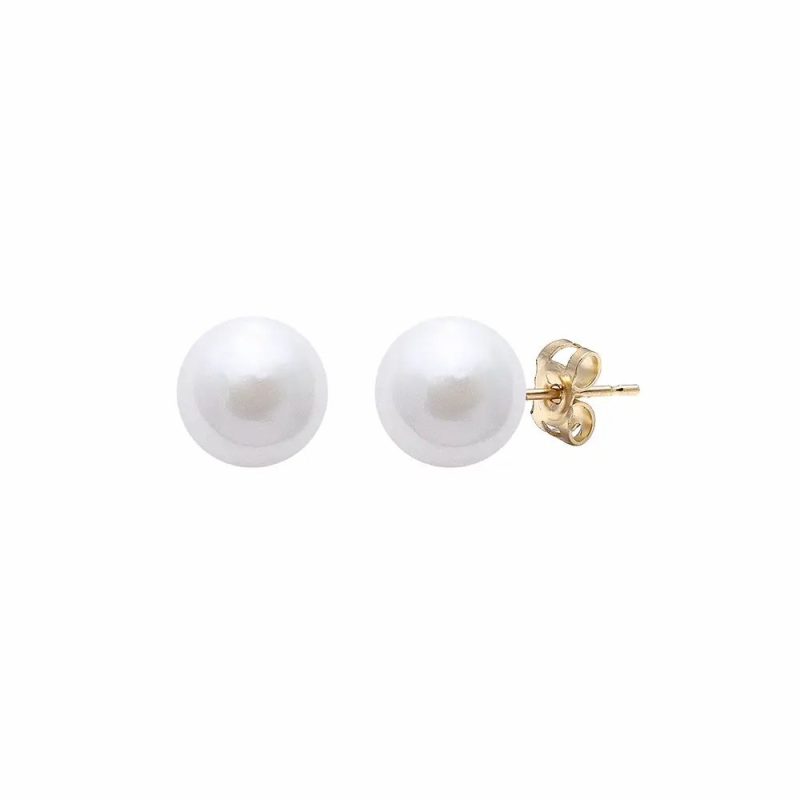 Earrings |   18Ct Yellow Gold White Akoya Pearl Stud Earrings Earrings Earrings