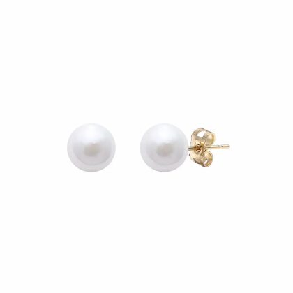 Earrings |   18Ct  Yellow Gold White Cultured Akoya Pearl Stud Earrings Earrings Earrings