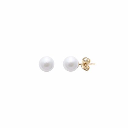 Earrings |   18Ct Yellow Gold White Cultured Akoya Stud Earrings 5Mm Earrings Earrings