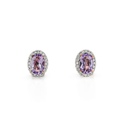 Earrings |   9Ct Rose Gold Diamond & Amethyst Cluster Stud Earrings Earrings Earrings