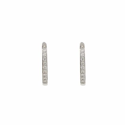 Earrings |   9Ct White Gold 0.22Ct Diamond Claw Set Hoops Earrings Earrings