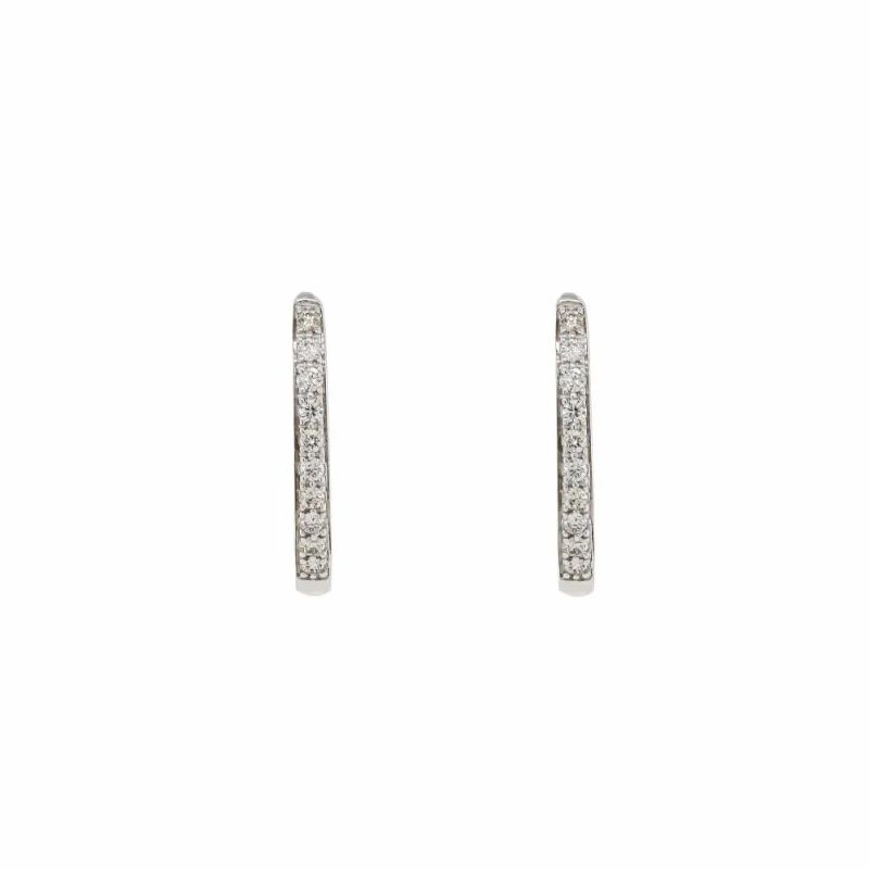 Earrings |   9Ct White Gold 0.22Ct Diamond Claw Set Hoops Earrings Earrings