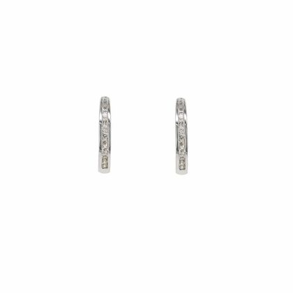 Earrings |   9Ct White Gold Brilliant Cut 0.18Ct Diamond Channel Set Hoop Earrings Earrings Earrings