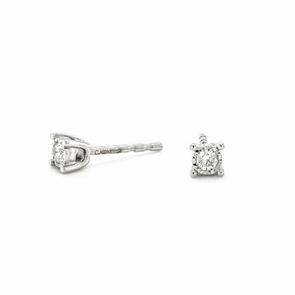 Earrings |   9Ct White Gold Brilliant Cut Diamond Illusion Set Stud Earrings Earrings Earrings