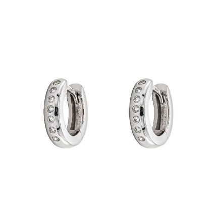 Earrings |   9Ct White Gold Brilliant Cut Diamond Small Hoop Earrings Earrings Earrings