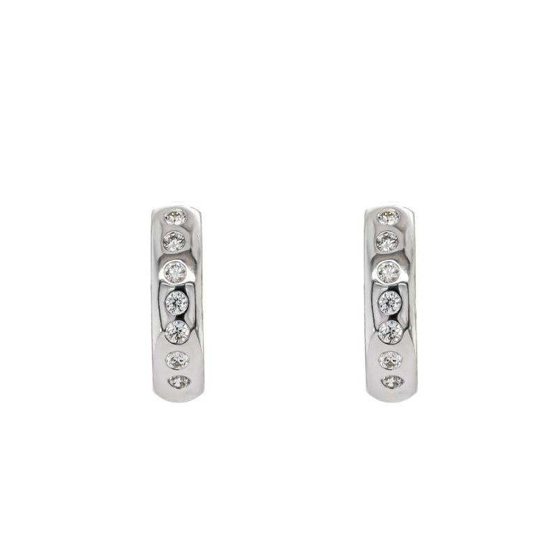 Earrings |   9Ct White Gold Brilliant Cut Diamond Small Hoop Earrings Earrings Earrings