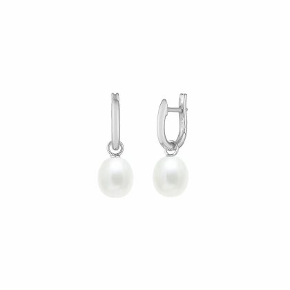 Earrings |   9Ct White Gold Cultured River Pearl Drop Style Earrings Earrings Earrings