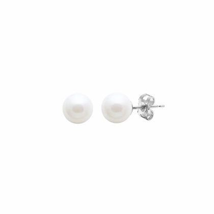 Earrings |   9Ct White Gold Cultured River Pearl Stud Earrings 6Mm Earrings Earrings