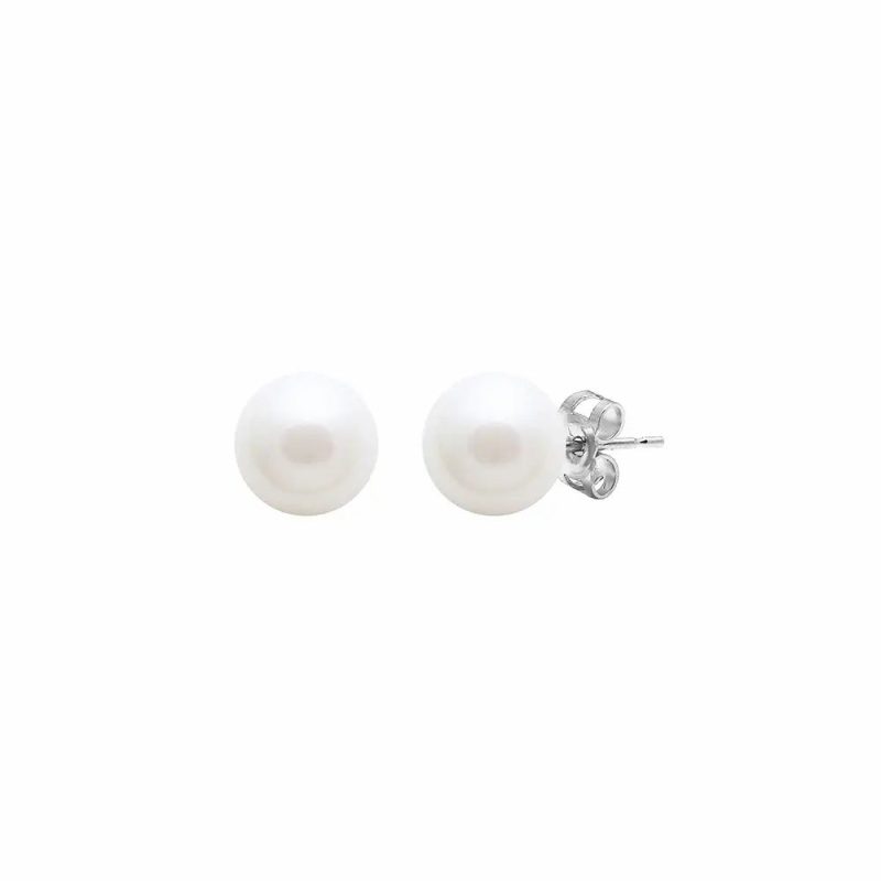 Earrings |   9Ct White Gold Cultured River Pearl Stud Earrings Earrings Earrings