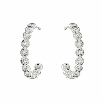 Earrings |   9Ct White Gold Diamond Illusion Hoop Earrings .24Cts Earrings Earrings