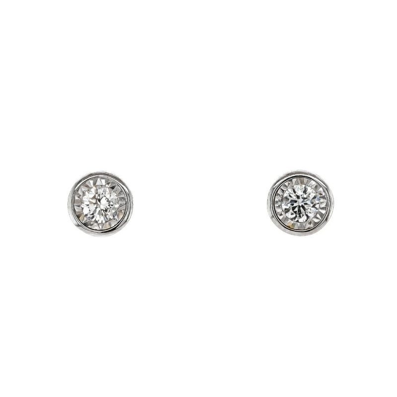 Earrings |   9Ct White Gold Diamond Illusion Rub Set Stud Earrings .25Cts Earrings Earrings