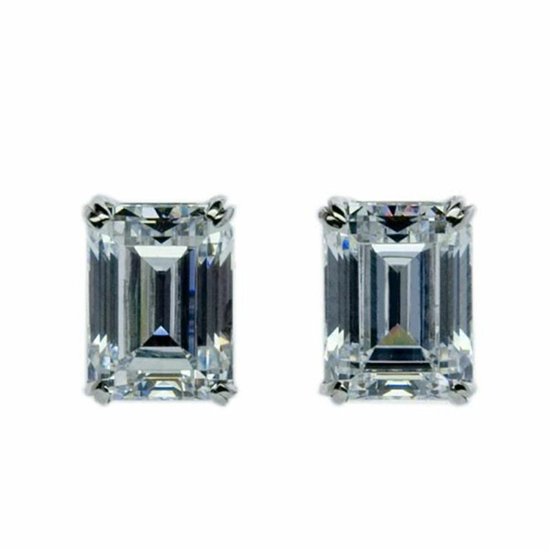 Earrings |   9Ct White Gold Fulton Emerald Cut White Stone 1.5Ct Stud Earrings Ce9Kw-Fult-W86 Earrings Earrings