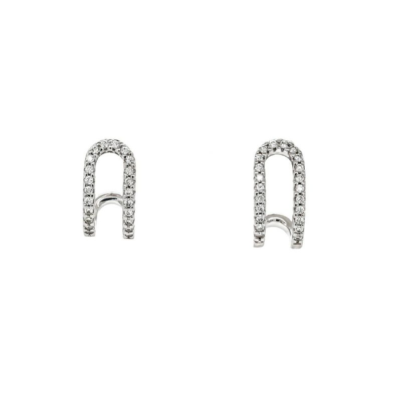 Earrings |   9Ct White Gold Open Curl Diamond Hoop Earrings .14Cts Earrings Earrings