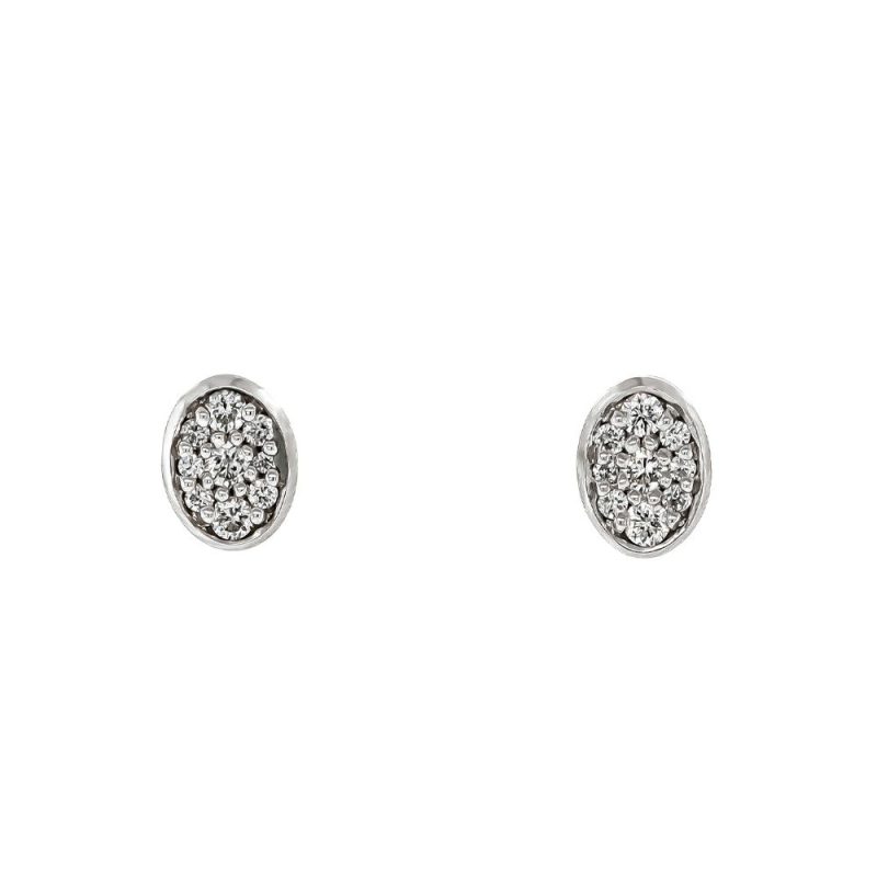 Earrings |   9Ct White Gold Oval Diamond Pave Cluster Earrings Earrings Earrings