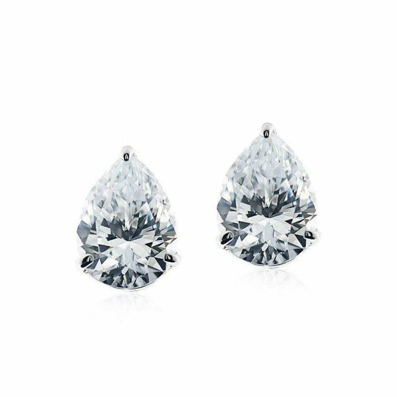 Earrings |   9Ct White Gold Pear Shaped Cecile Stud Earrings Ce9Kw-Ceci-W86 Earrings Earrings