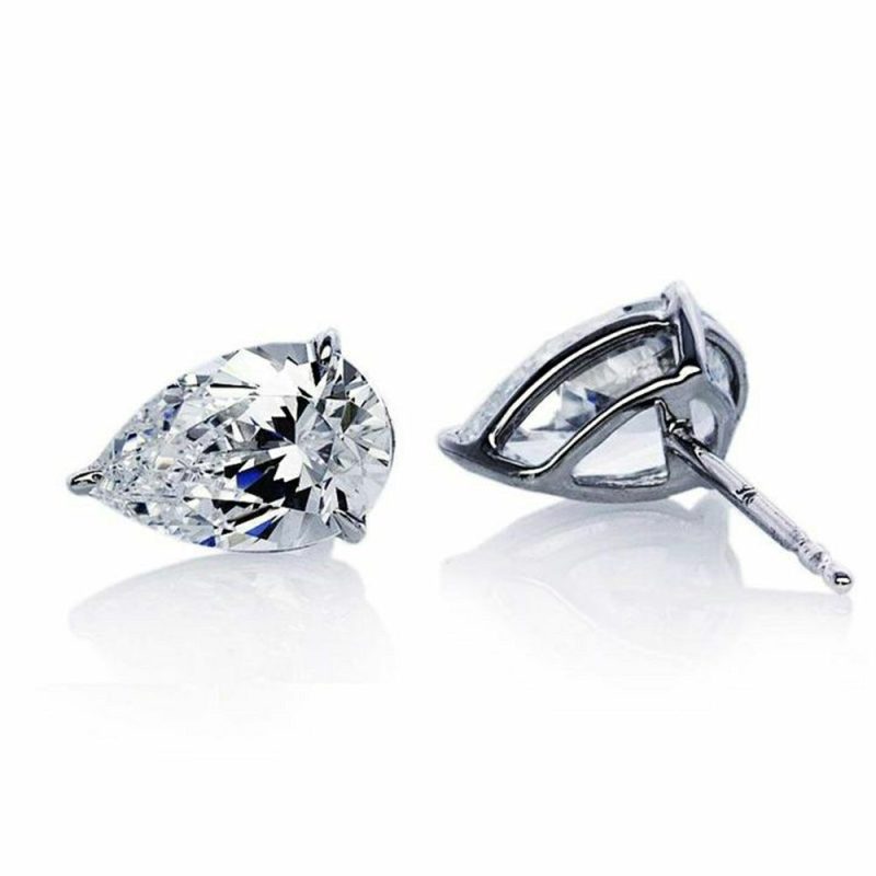 Earrings |   9Ct White Gold Pear Shaped Cecile Stud Earrings Ce9Kw-Ceci-W86 Earrings Earrings