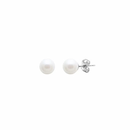 Earrings |   9Ct White Gold Round Cultured River Pearl Stud Earrings 5Mm Earrings Earrings