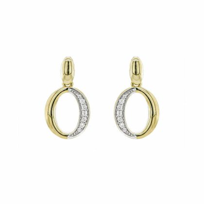 Earrings |   9Ct Yellow And White Gold Open Diamond Dropper Earrings Earrings Earrings