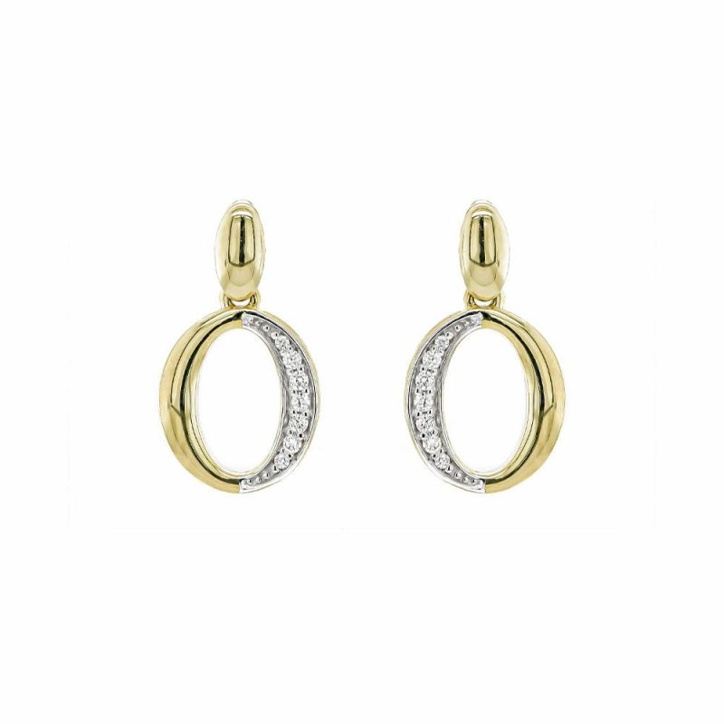 Earrings |   9Ct Yellow And White Gold Open Diamond Dropper Earrings Earrings Earrings