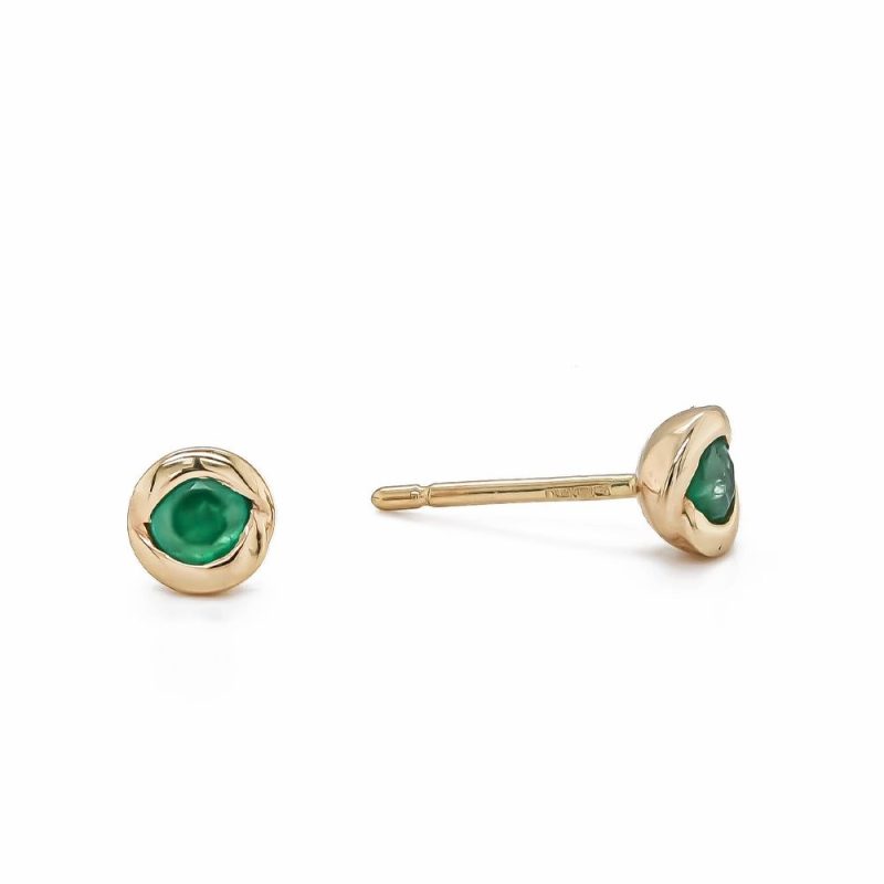 Earrings |   9Ct Yellow Gold Brilliant Cut 0.38Ct Emerald Stud Earrings Earrings Earrings