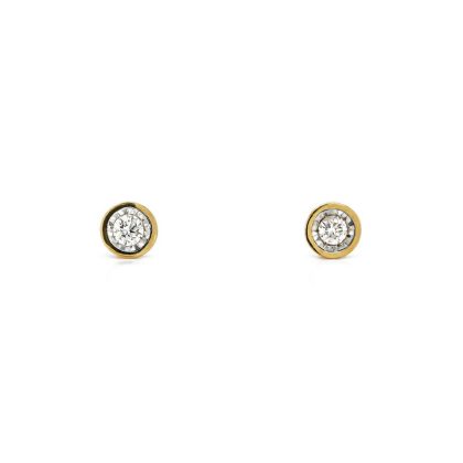 Earrings |   9Ct Yellow Gold Brilliant Cut Diamond Illusion Set Stud Earrings .17Cts Earrings Earrings