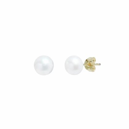 Earrings |   9Ct Yellow Gold Button Cultured River White Pearl Stud Earrings Earrings Earrings