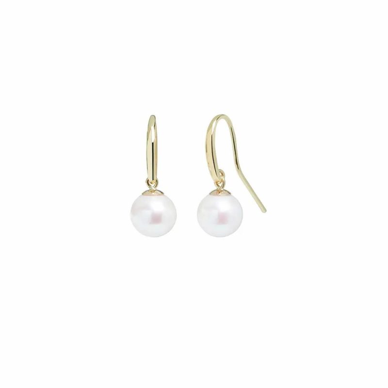 Earrings |   9Ct Yellow Gold Cultured River Pearl Drop Hook Earrings Earrings Earrings