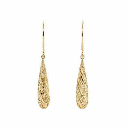 Earrings |   9Ct Yellow Gold Diamond Cut Mesh Teardrop Earrings Earrings Earrings