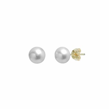 Earrings |   9Ct Yellow Gold Grey Button Shaped Cultured River Pearl Stud Earrings Earrings Earrings