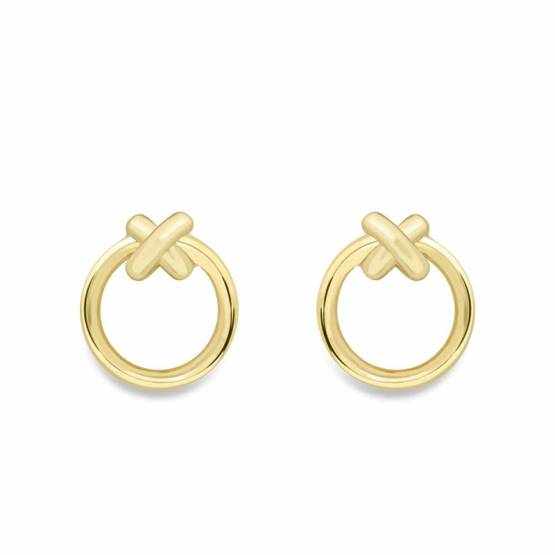 Earrings |   9Ct Yellow Gold Kiss Circle Stud Earrings Earrings Earrings