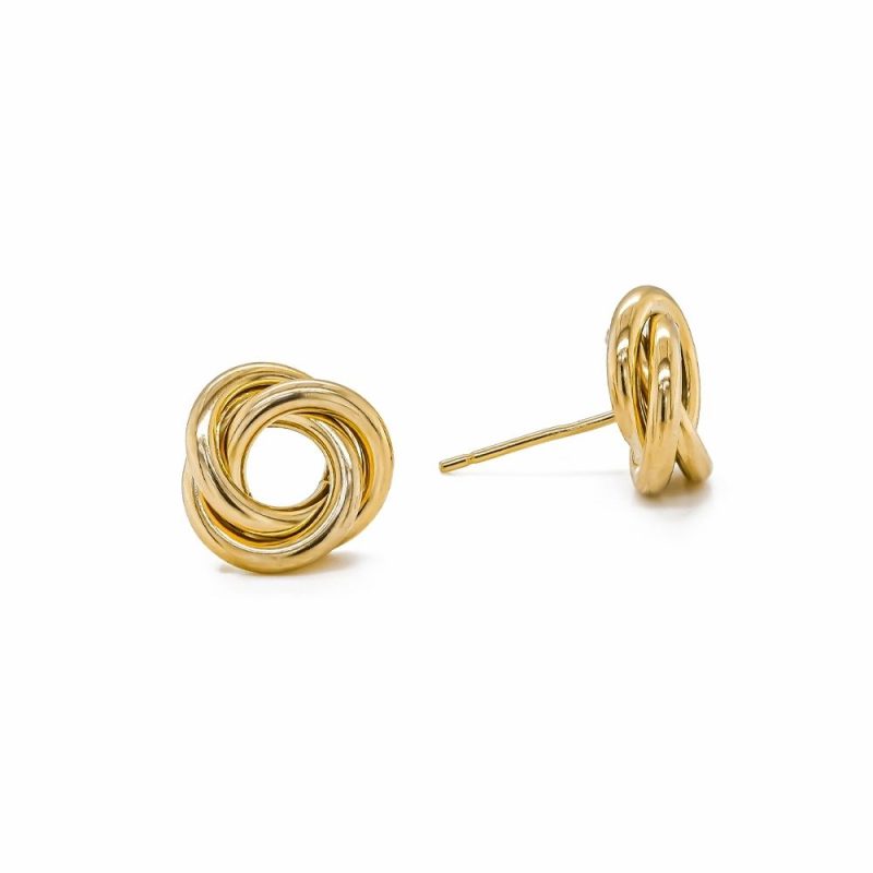 Earrings |   9Ct Yellow Gold Large 2 Strand Knot Stud Earring Earrings Earrings