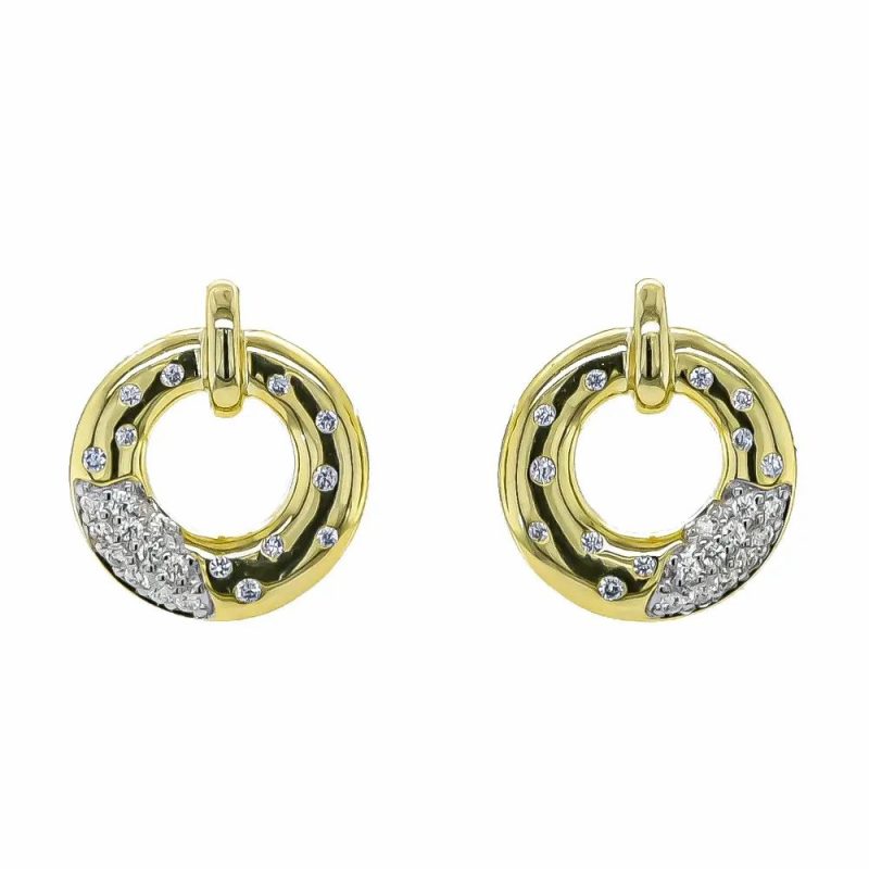 Earrings |   9Ct Yellow Gold Open Circle Diamond Stud Earrings Earrings Earrings