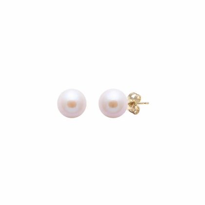 Earrings |   9Ct Yellow Gold Pink Round Cultured River Pearl Stud Earrings Earrings Earrings