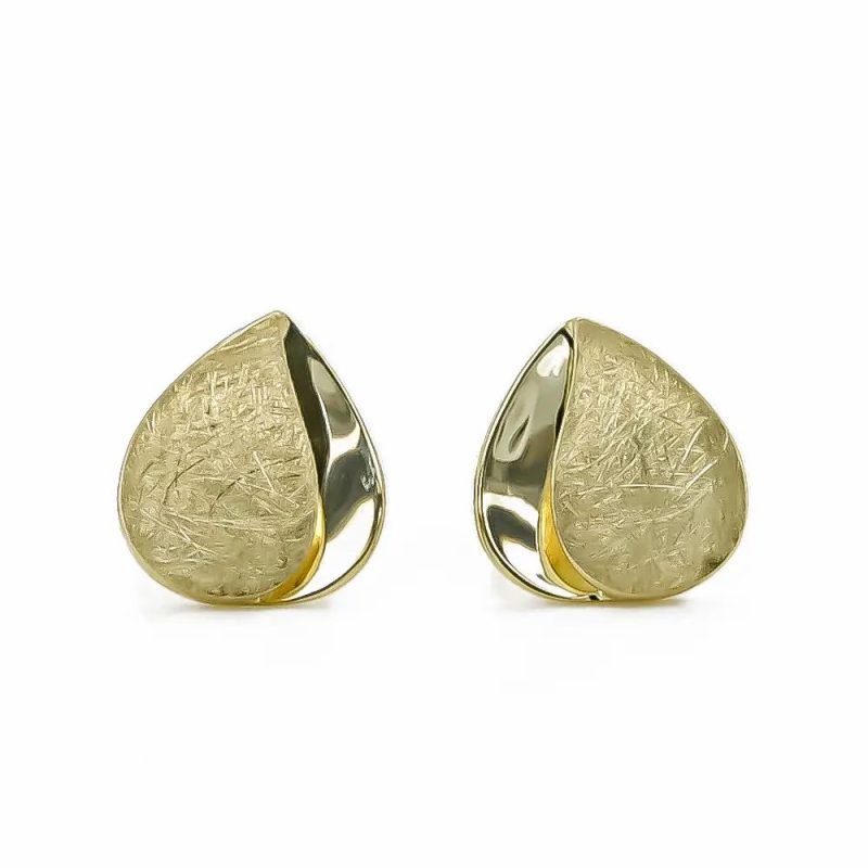 Earrings |   9Ct Yellow Gold Polished & Satin Pearshaped Stud Earrings Earrings Earrings