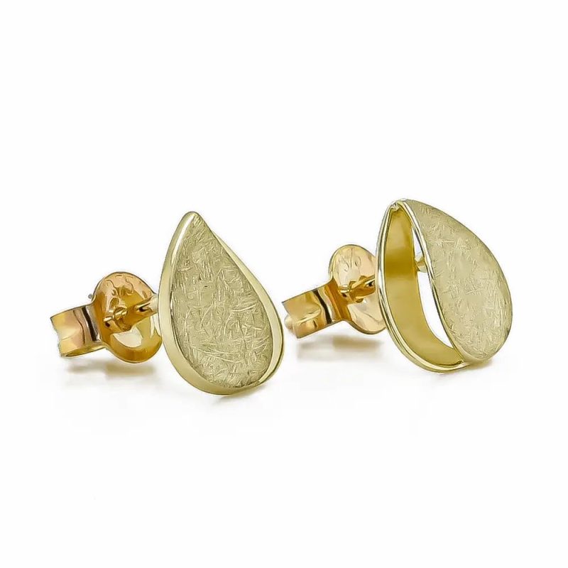 Earrings |   9Ct Yellow Gold Polished & Satin Pearshaped Stud Earrings Earrings Earrings