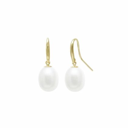 Earrings |   9Ct Yellow Gold Teardrop Cultured River Pearl Hook Earrings Earrings Earrings