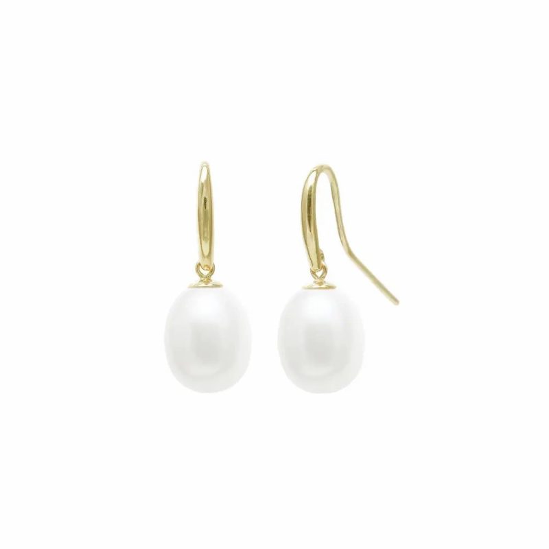 Earrings |   9Ct Yellow Gold Teardrop Cultured River Pearl Hook Earrings Earrings Earrings