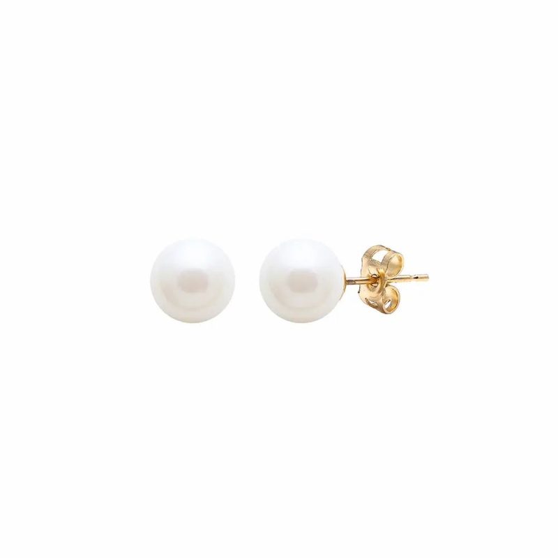 Earrings |   9Ct Yellow Gold White Cultured Pearl Studs Earrings 6.5Mm Earrings Earrings