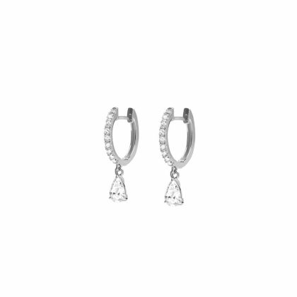 Earrings |   Leni Silver Gold Plated Hoop Earrings Ce925W-Leni-W Earrings Earrings