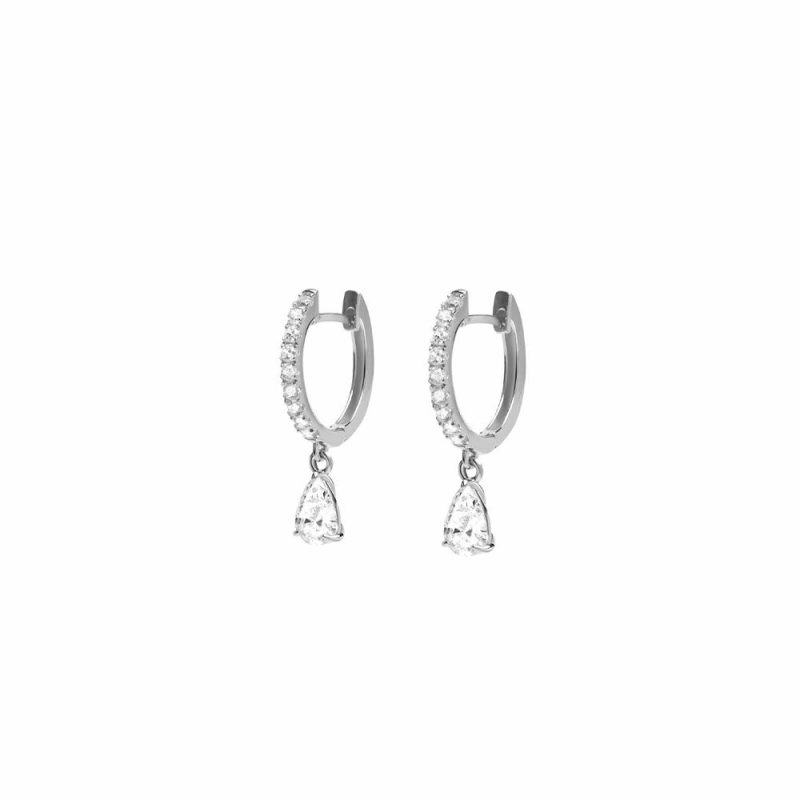 Earrings |   Leni Silver Gold Plated Hoop Earrings Ce925W-Leni-W Earrings Earrings