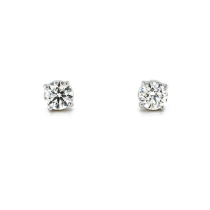 Earrings |   Platinum Brilliant Cut Diamond Claw Set Stud Earrings Total Diamond 1.00Ct Earrings Earrings