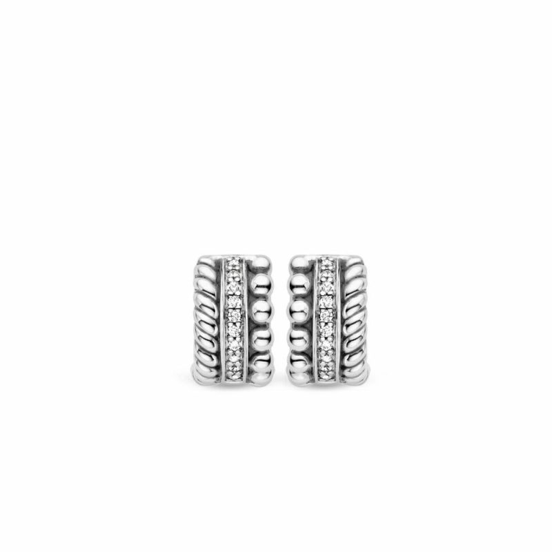 Earrings |   Silver 3 Row Cz Band Earrings 7604Zi Earrings Earrings