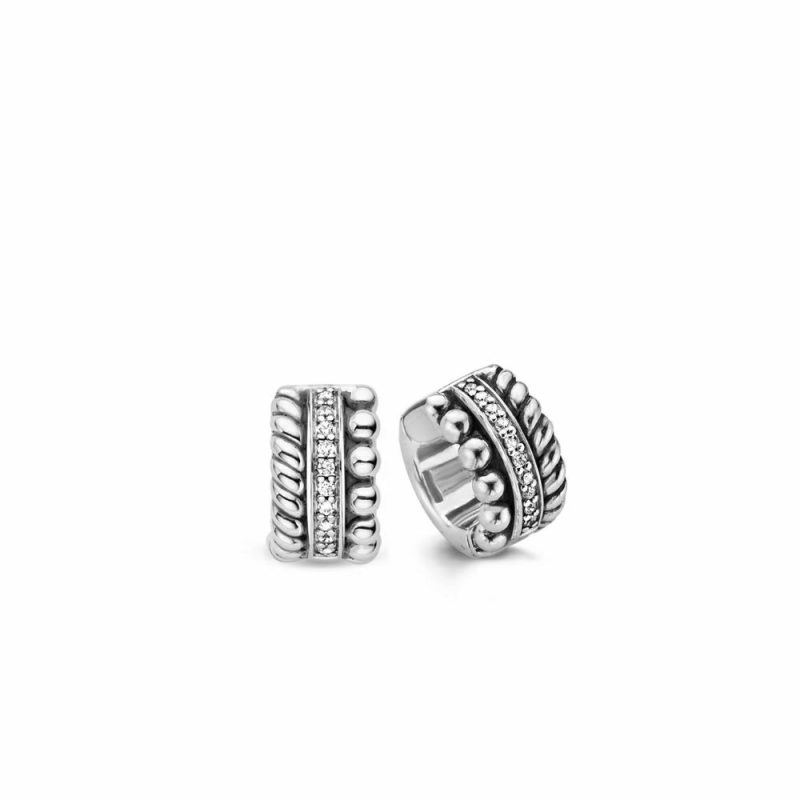 Earrings |   Silver 3 Row Cz Band Earrings 7604Zi Earrings Earrings