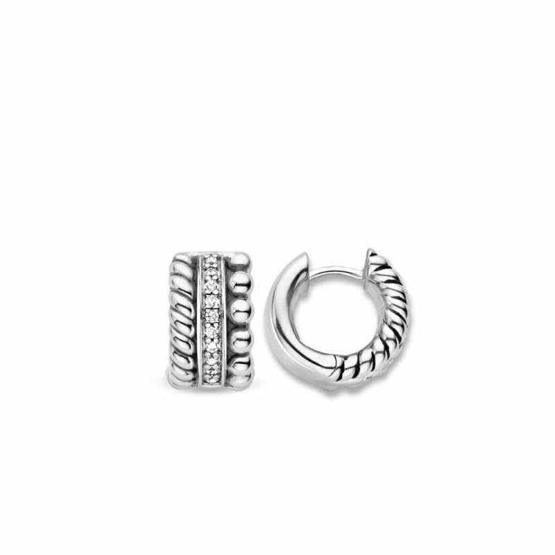 Earrings |   Silver 3 Row Cz Band Earrings 7604Zi Earrings Earrings