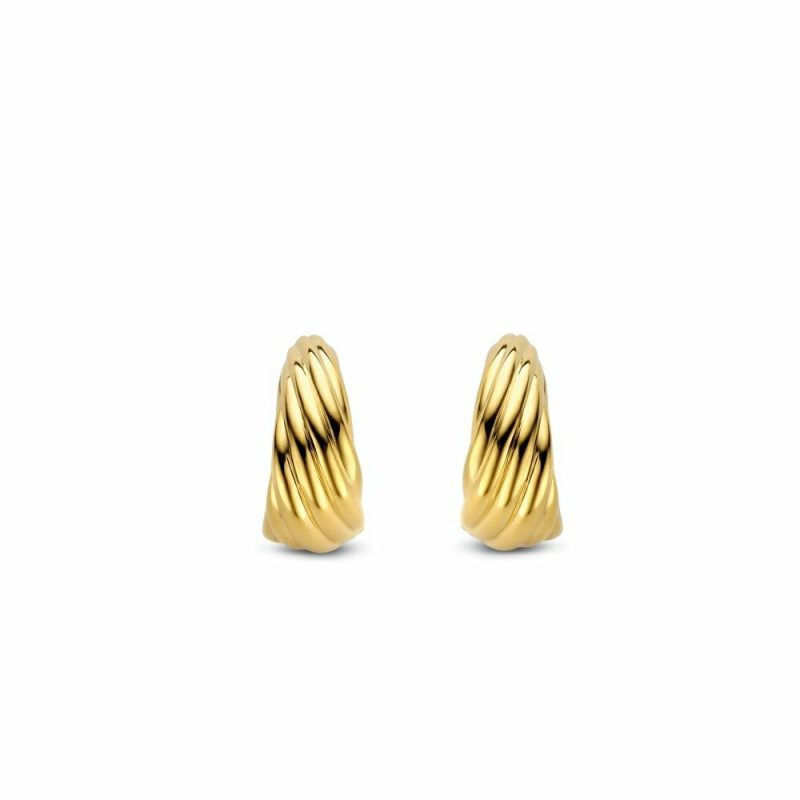 Earrings |   Silver And Gold Plated Lined Twist Tapered Hoop Earrings 7856Sy Earrings Earrings