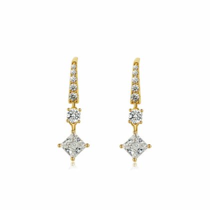 Earrings |   Silver And Gold Plated Thea Drop Earrings Ce925Y-Thea-Sq Earrings Earrings